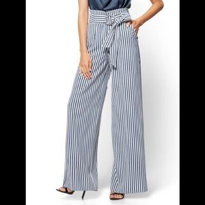 NY&Co Blue Stripe Palazzo Pants size 10 NWT